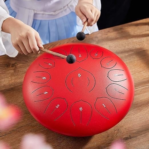 Megarya Steel Tongue Drum In Red Finish