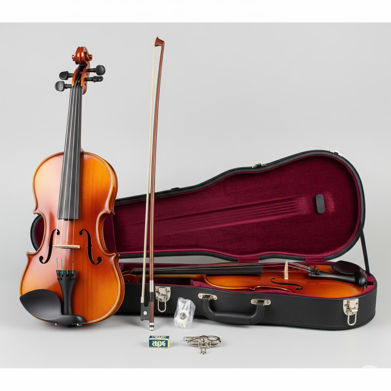 MegArya 4/4 Full Size Handmade Acoustic Violin – Indian Maple Wood, Mahogany Finish – Includes Bow, Rosin & Durable Black Hard Case – Ideal for Beginners & Kids