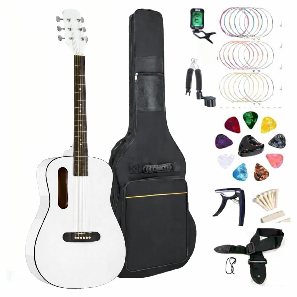 GS-X1 Signature Series Made With African Wood Portable Lava Style Guitars With a Combo Of Beginner Kit. (White)