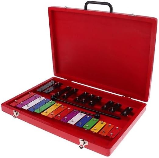 MegArya 25 Tones Aluminum Xylophone with 2 Mallets in Wooden Box for Kids