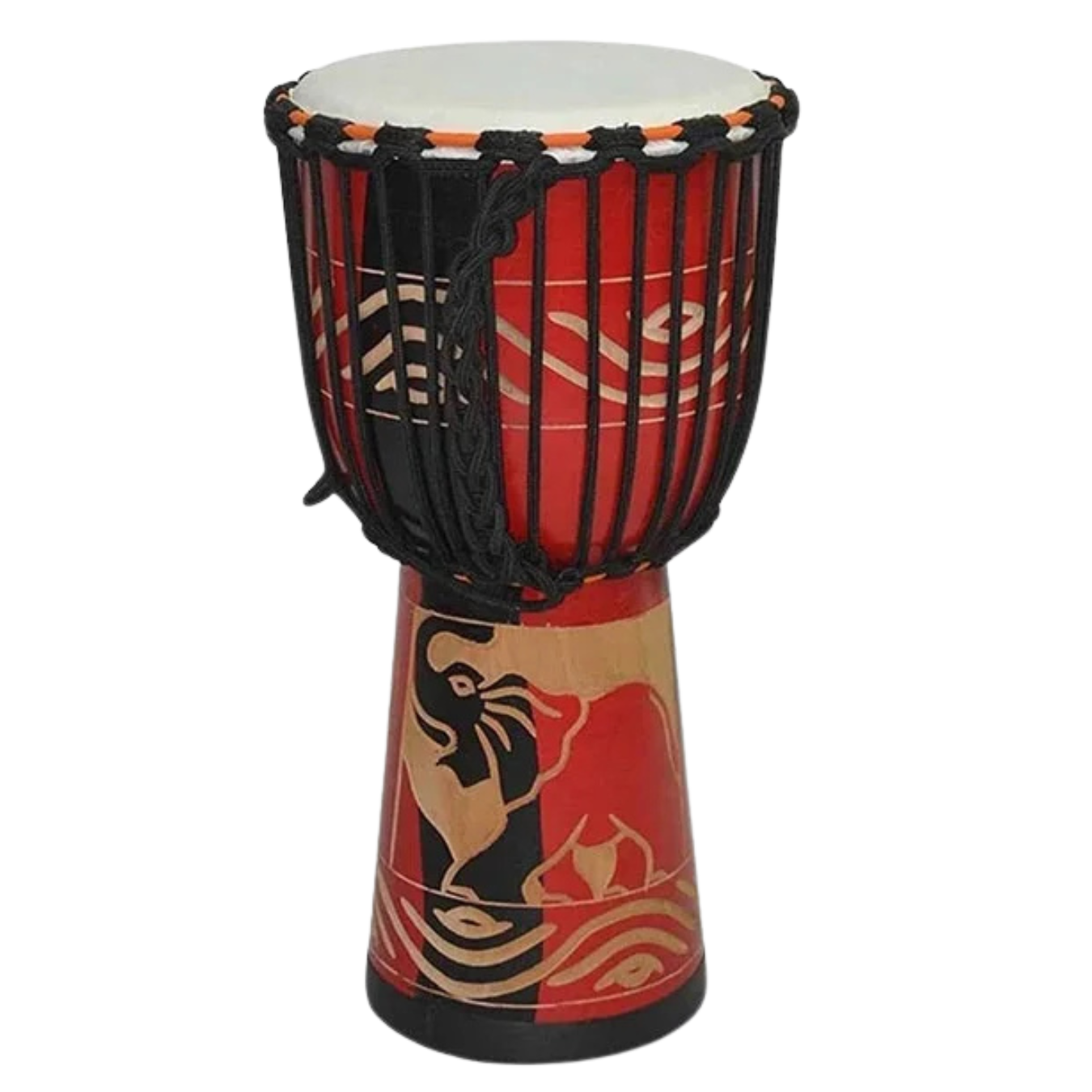 Megarya African Sheep Skin Djembe Drum 8 inch Handmade African Elephant Craved Design With Bag