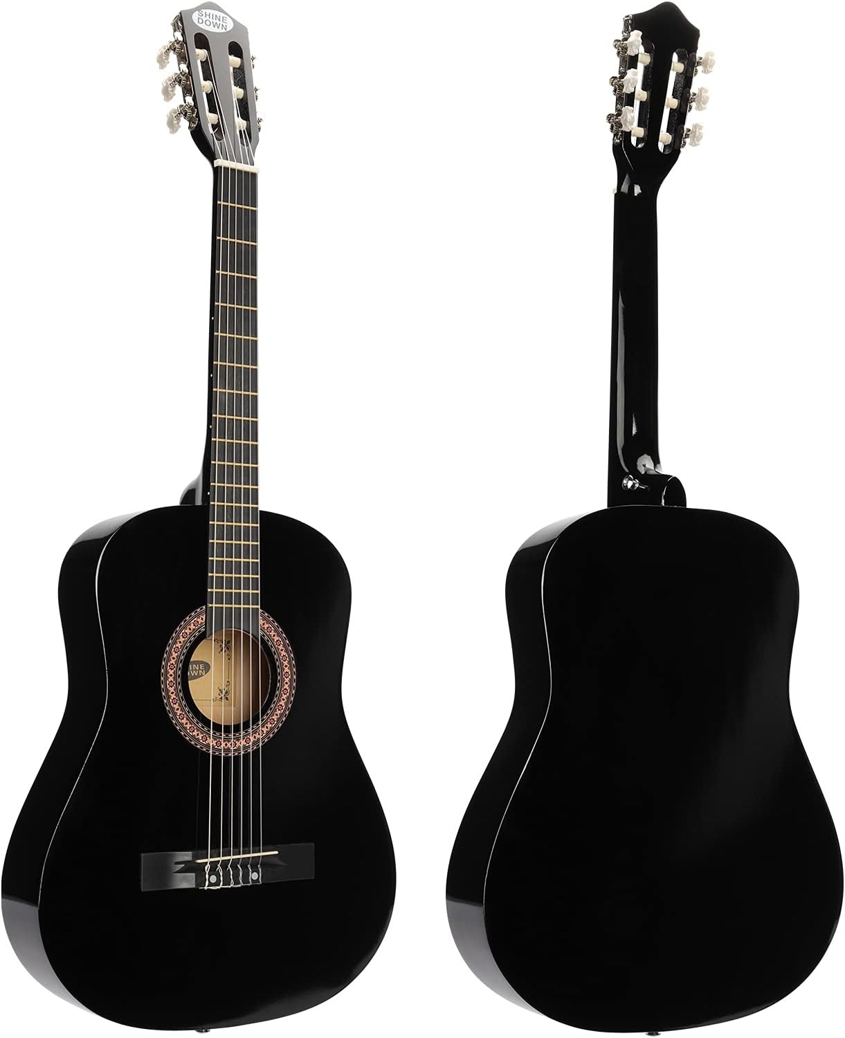 MegArya 39” Classical Guitar with Nylon Strings Guitar with Truss Rod for Beginner Professional Acoustic with Bag(Black)