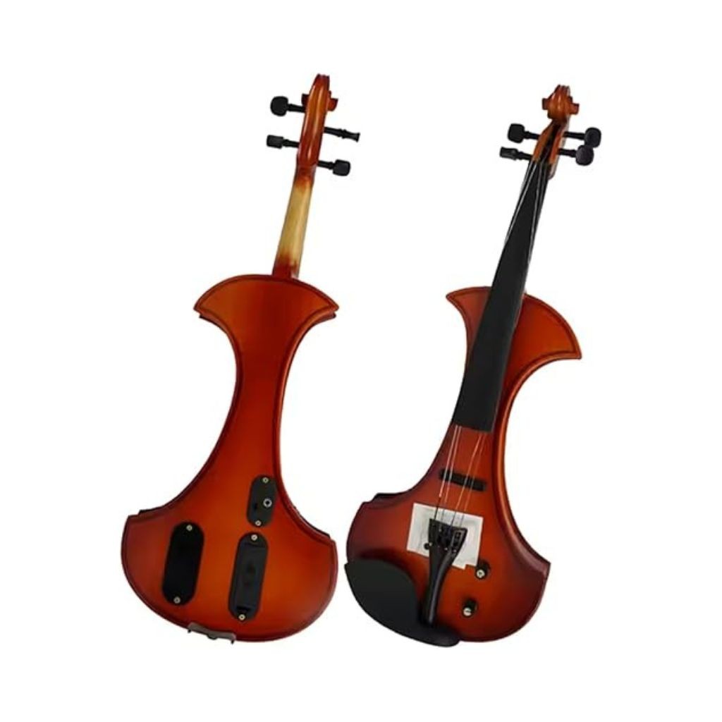 MegArya Electric Violin Student Starter Kit Red Brown Handmade Finish With Brazilian Wood Bow