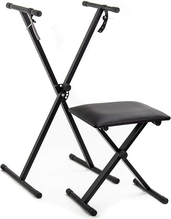 MegArya Single X Keyboard Stand with Piano X Bench Stool