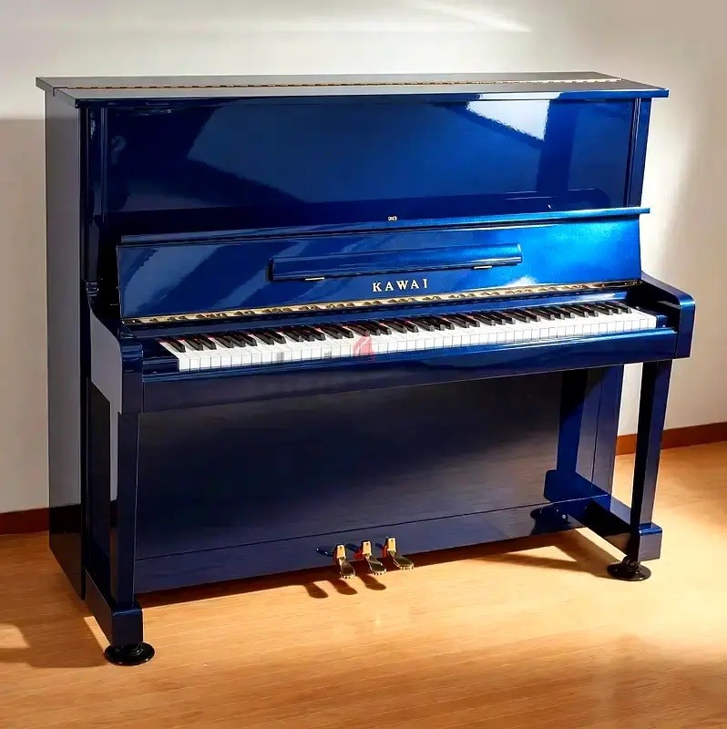 Kawai Metallic Sapphire Blue Upright Piano – Unique Design & Rich Acoustic Tone | Used Pianos Dubai