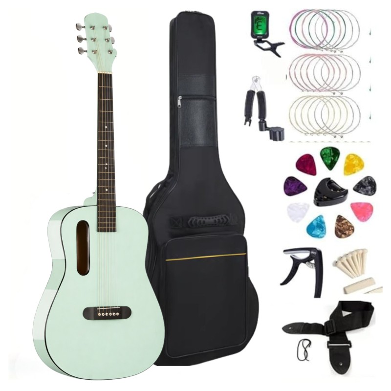 GS-X1 Signature Series Made With African Wood Portable Lava Style Guitars With a Combo Of Beginner Kit (Light Green)