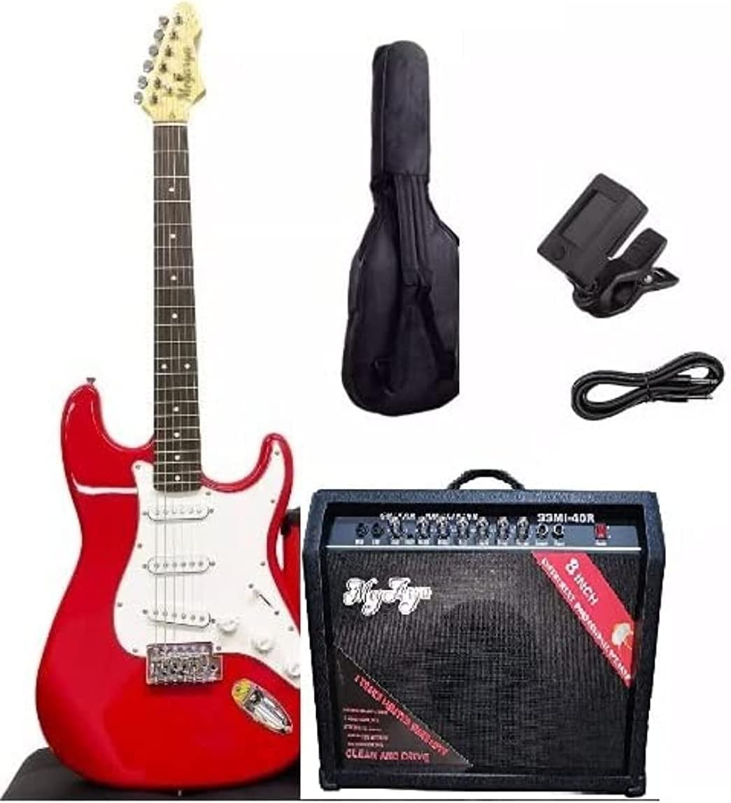 MegArya Pacifica Series AC542 Electric Guitar Combo With Bag, Strap, Picks, Amplifier, Cable and Tuner (RED)