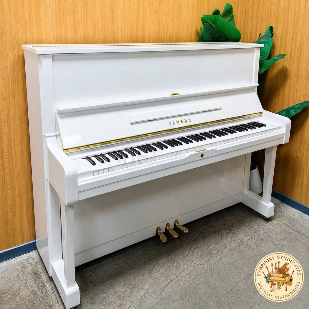 Yamaha U2 White Piano | Elegant Acoustic Upright Piano UAE | Used Pianos Dubai