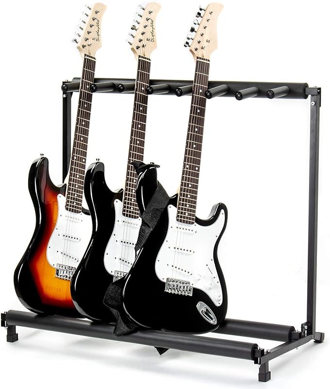 Megarya Multi Guitar Stand 7 Holder Foldable - Portable Black Guitar ...