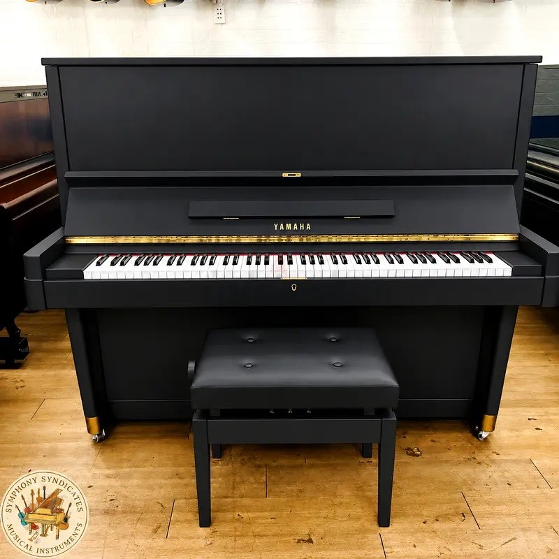 Yamaha Matte Black Renewed Upright Piano Full Size 131 Cms | Used Pianos Dubai