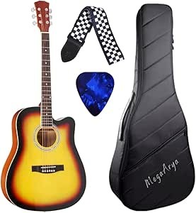 MegArya 41 Inch Acoustic guitar With Foam Case,Strap And Picks For Beginners(Sunburst)