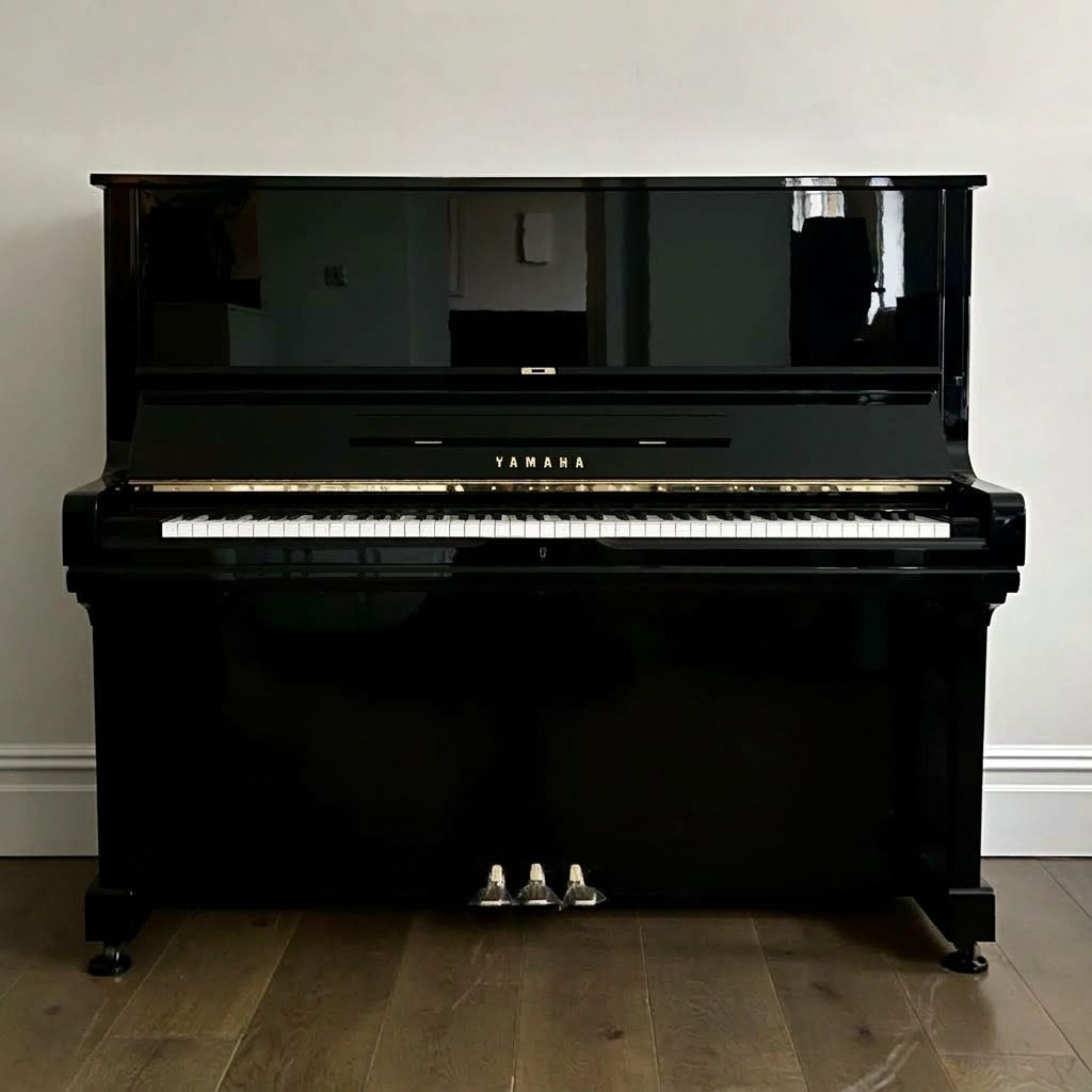 Yamaha U3H Upright Piano - Classic Polished Ebony Black (Made in Japan) | Used Pianos Dubai