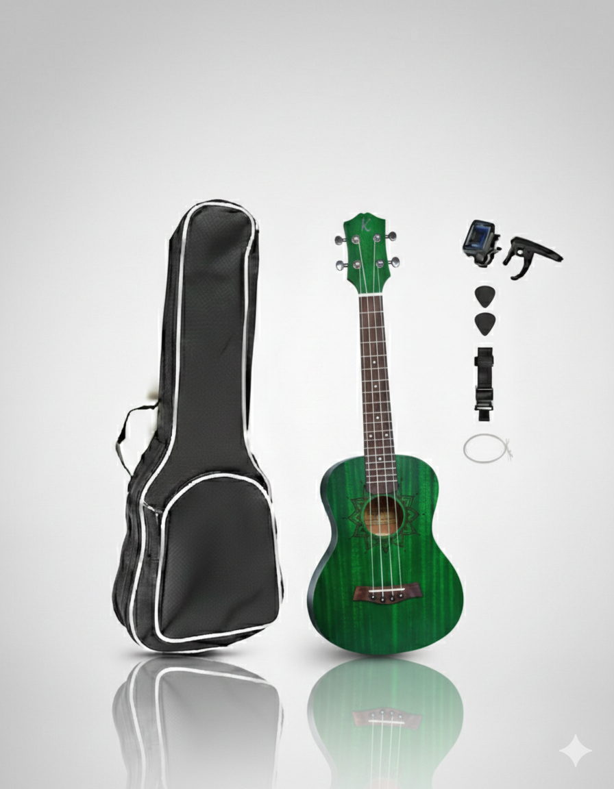 24-inch Concert Ukulele Professional Starter Kit – Forest Green