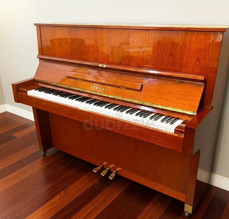 Yamaha W104 Upright Piano - Natural Teak Wood Finish (Made in Japan) | Used Pianos Dubai
