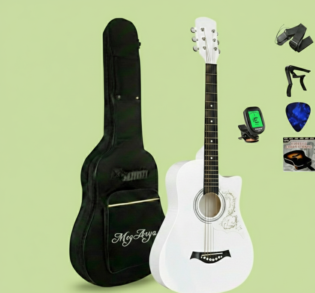 38-Inch "Floral Elegance" Acoustic Guitar - Premium Bundle with Bag, Strap, Tuner, Strings & Picks