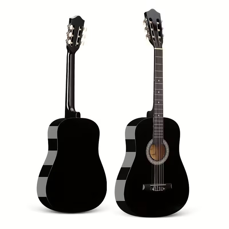 MegArya 39” Classical Guitar with Nylon Strings Guitar with Truss Rod for Beginner (Black)