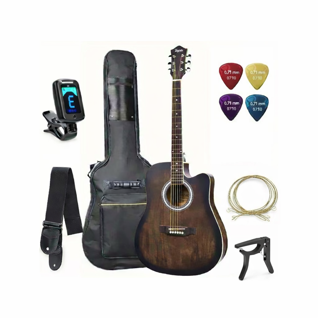 MegArya 41” TBS Acoustic Guitar With Bag, Strap, Capo, Tuner & Strings