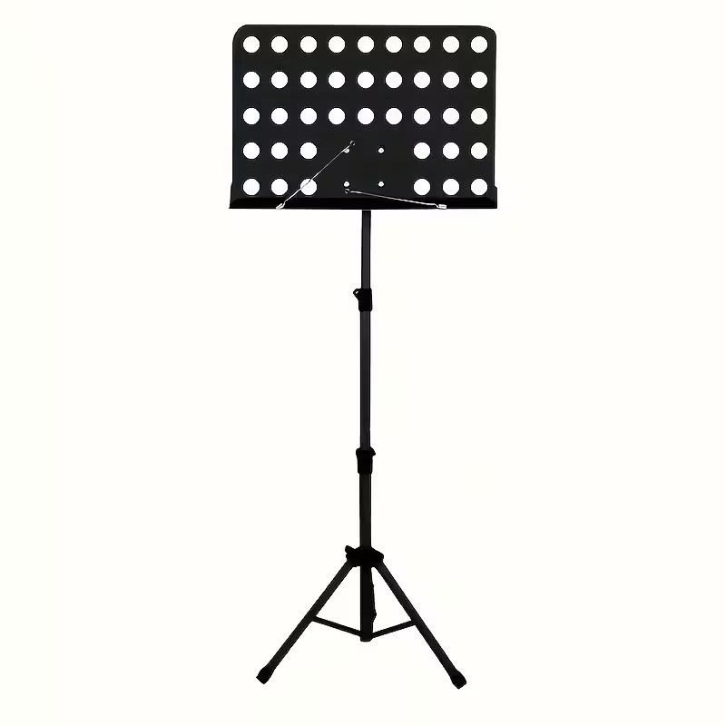 EZONEDEAL Music Stand Folding Music Sheet Holder Metal Adjustable Height 80-160cm for Stage Studio Home School Performance Rubber Feet Black