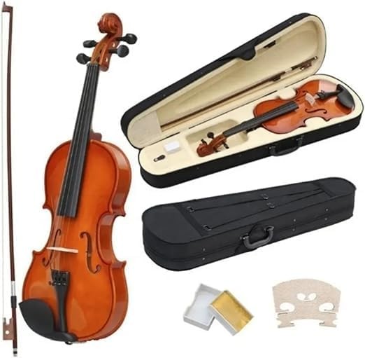 MegArya Rich Glossy Black Student Violin Size 4/4 With Case, Bow, Bridge And Rosin Handcrafted Violin