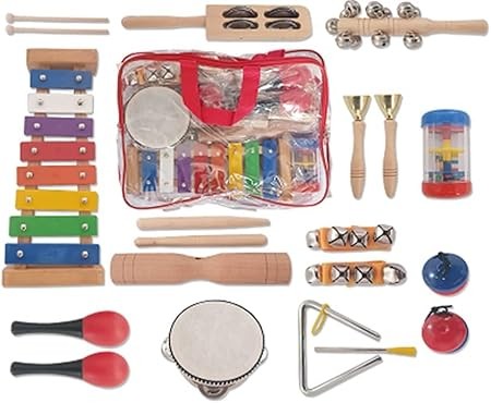 MegArya 11pcs Children Hand Percussion Instruments Kit Portable Kids Music Enlightenment Musical Instruments Set