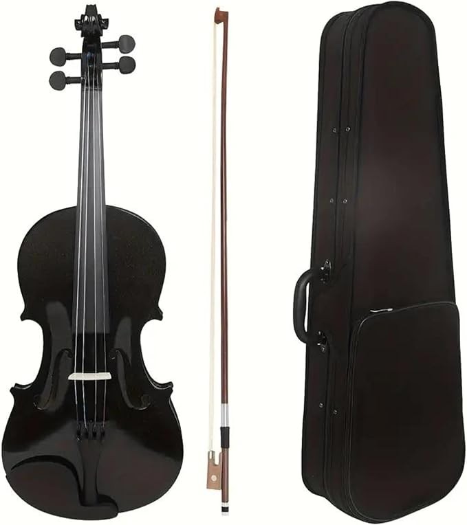 MegArya Indian Maple Wood Handmade Violin 4/4 Acoustic Violin Full Size with Bow Rosin Carrying Hard Case Instrument for Beginners Kids with Hard Case Bow And Rosin Color : Glossy Black