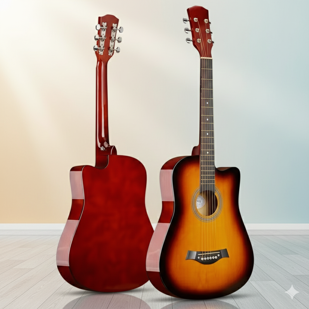 MegArya 38 Inch Red Sunburst Acoustic Guitar With Bag