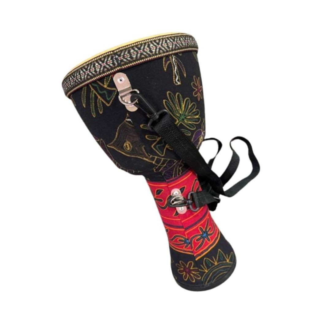 MegArya Djembe Drum,8 inch African Drum Hand-Carved Fibre Body Sheepskin Drumhead for Adults Beginners (Red & Black Design)