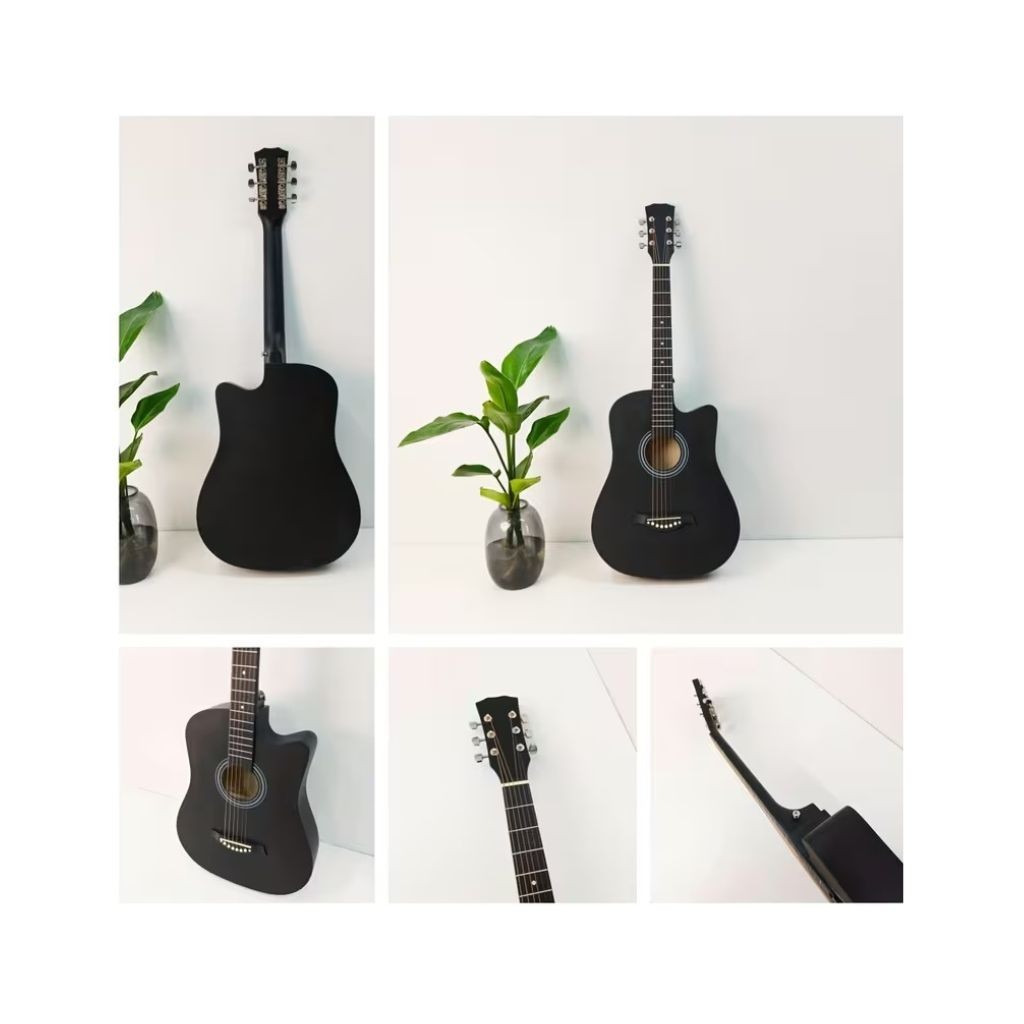 MegArya 38 Inch Black Acoustic Guitar With Bag