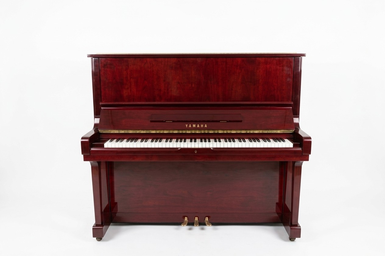 Yamaha U3 Upright Piano - Striking Red Mahogany Finish (Made in Japan) | Used Pianos Dubai
