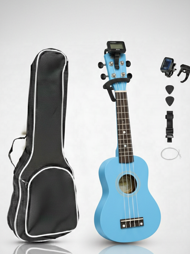 21-inch Soprano Ukulele Starter Kit for Beginners – Sky Blue