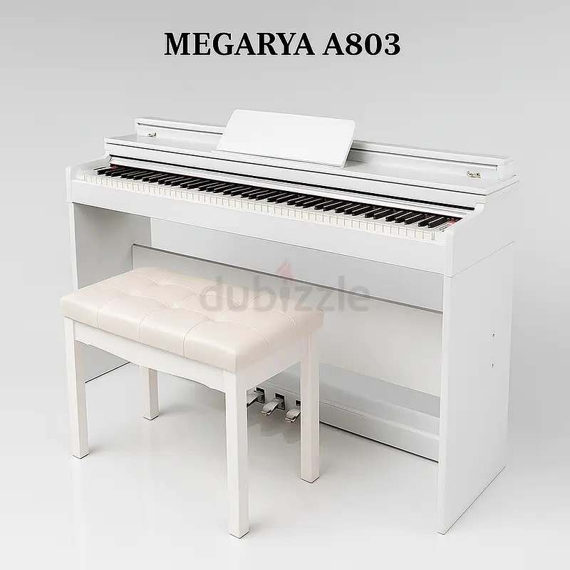 MegArya A803 White Digital Piano | 88-Key Weighted Keyboard with Matching Bench | Used Pianos Dubai