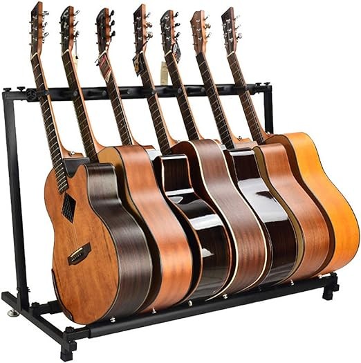 Megarya 7-Slot Guitar Stand - Fit for Electric, Acoustic & Bass Guitars with Protective Padding - Portable & Foldable Display Rack