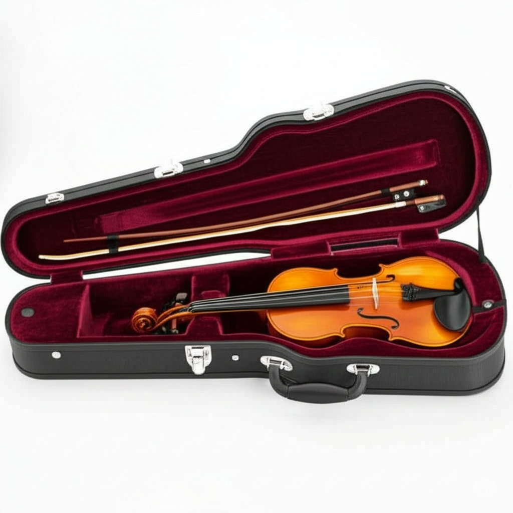 MegArya 1/4 Size Student Acoustic Violin Set – Classic Design with Maple Bridge, Carved F-Hole & Ergonomic Shape – Natural Finish Fiddle with Case, Bow & Rosin – Ideal for Beginners and Kids