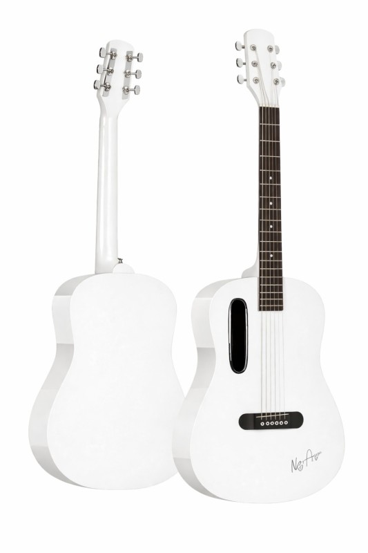 GS-X1 Signature Series | African Wood Portable Acoustic Guitar | Lava Style Ergonomic Design | Glossy White